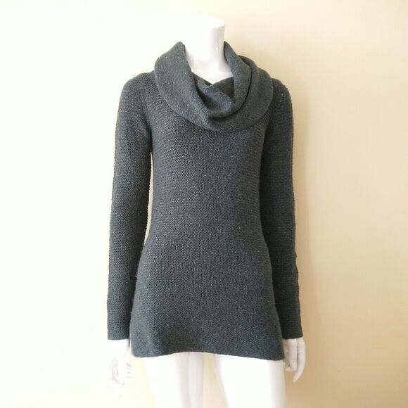 Autumn Cashmere Long Sweater Tunic Women XS Green 100%Cashmere Cowl Neck Luxury - Picture 2 of 10